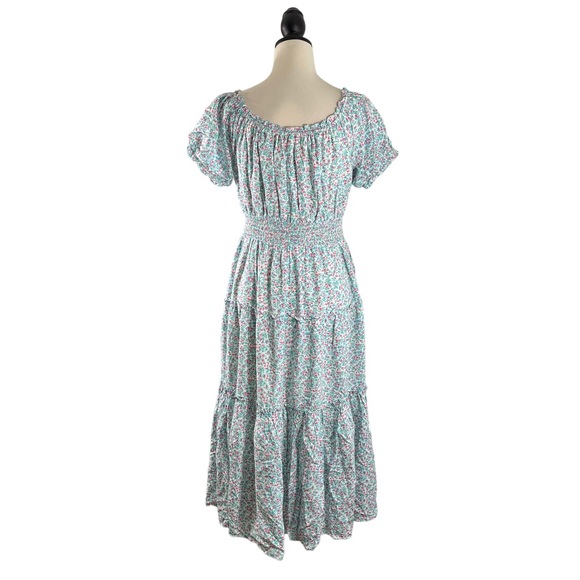 J. Crew Puff Sleeve Midi Dress Prairie Blue Floral Smocked, New w/ Tags, Size 4 - Picture 8 of 15